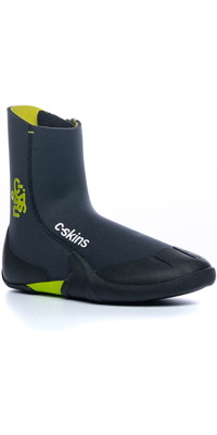 2026 C-Skins Junior Legend 3.5mm Zipped Round Toe Wetsuit Boots C-BOLEJZ - Graphite / Flash Green / Black